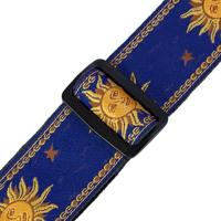 Levys Leathers MPJG-SUN-BLU geweven gitaarband met print - blauw met zon - thumbnail