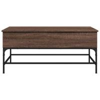 Salontafel 100x50x45 cm bewerkt hout en metaal bruin eikenkleur - thumbnail