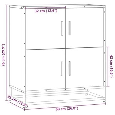 Dressoir 68x35x76 cm bewerkt hout zwart