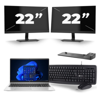 HP Probook 450 G8 - Intel Core i5-11e Generatie - 15 inch - 16GB RAM - 256GB SSD - Windows 11 + 2x 22 inch Monitor - thumbnail