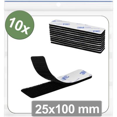 Quadrios 25CA654 Klittenband punten Om vast te plakken Haak- en lusdeel (l x b) 25 mm x 100 mm Zwart 10 stuk(s)