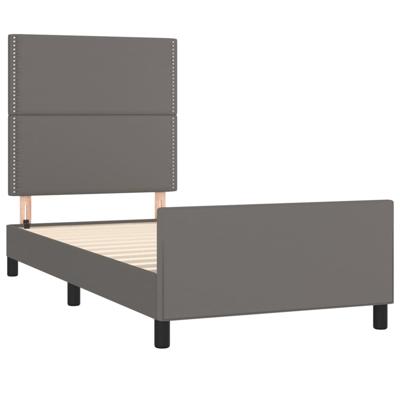 Bedframe met hoofdbord kunstleer grijs 90x200 cm