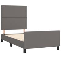 Bedframe met hoofdbord kunstleer grijs 90x200 cm - thumbnail
