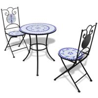 3-delige Bistroset keramische tegel blauw en wit - thumbnail