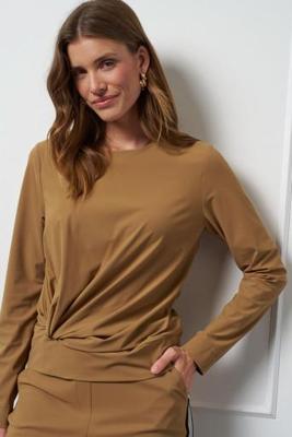 Studio Anneloes Winona Knot Top 13247 T-shirt Lange Mouw 1300 Caramel