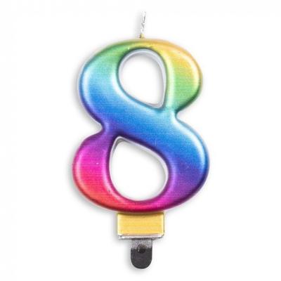 Kaars 8 jaar regenboog luxe Kaars 8 jaar regenboog luxe
