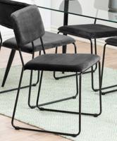 Bendt Eetkamerstoel 'Tammi' Velvet, kleur Donkergrijs - thumbnail