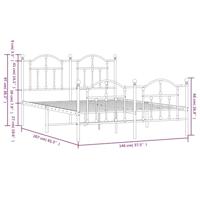 Bedframe met hoofd- en voeteneinde metaal wit 140x200 cm - thumbnail