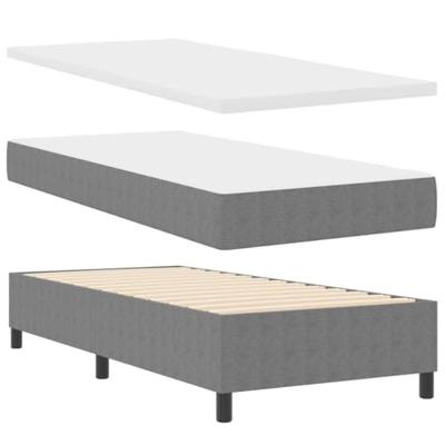 Boxspring bed Lichtgrijs en wit. 193 x 90 x 60 cm Katoenen stof