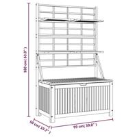 Opbergbox met latwerk 99x50x160 cm massief acaciahout - thumbnail
