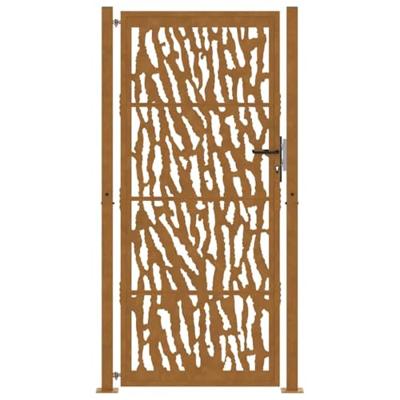 Poort met sporenontwerp 105x205 cm weervast staal Poort met sporenontwerp 105x205 cm weervast staal