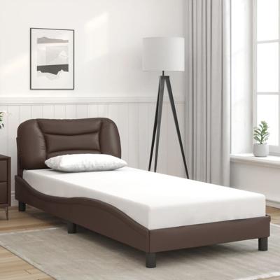Bedframe met LED-verlichting kunstleer bruin 90x200 cm