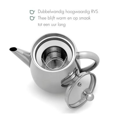 Bredemeijer Duet Eva Theepot 1.1L Glanzend/Zilver