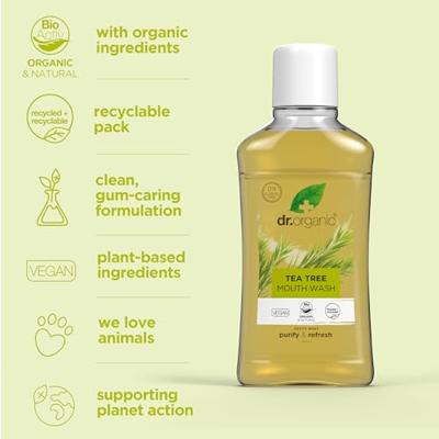 Dr Organic Tea Tree Oil Purifying Mouth Wash Dr Organic Tea Tree Oil Purifying Mouth Wash