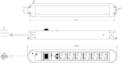 Bachmann 331013 Overspanningsveilige stekkerdoos 6-voudig Aluminium, Zwart Randaarde stekker 1 stuk(s)