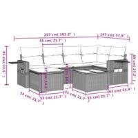 7-delige Loungeset met kussens poly rattan beige - thumbnail