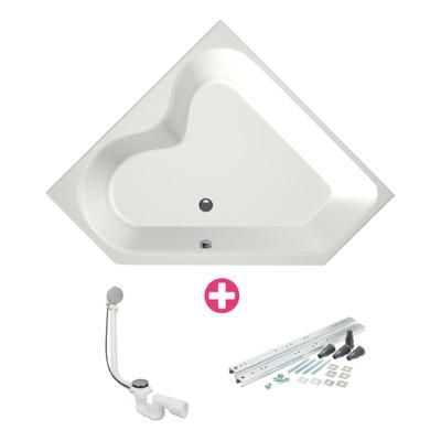 Xenz Cyprus Hoekbad - 145x145x53 - afvoer Midden - acryl - wit mat 6864-03 Xenz Cyprus Hoekbad - 145x145x53 - afvoer Midden - acryl - wit mat 6864-03