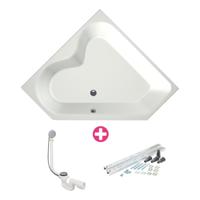 Xenz Cyprus Hoekbad - 145x145x53 - afvoer Midden - acryl - wit mat 6864-03 - thumbnail