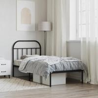 Bedframe met hoofdbord metaal zwart 90x200 cm - thumbnail