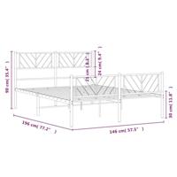 Bedframe met hoofd- en voeteneinde metaal wit 140x190 cm - thumbnail