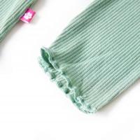 Kindershirt met lange mouwen lage col 140 donkermintkleurig - thumbnail