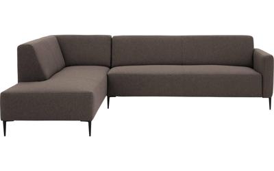 Goossens Bank Key West bruin, stof, 3-zits, modern design met ligelement links