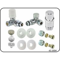 Riko Luxe Theromstatisch Radiator Aansluitset Haaks Verkeerd Rechts Chroom - thumbnail