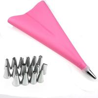 2 sets herbruikbare siliconen gebak tas taart versieren Tools met 16 sproeiers Tips(Pink) - thumbnail