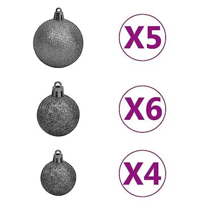 61-delige Kerstballenset met piek en 150 LED's wit en grijs