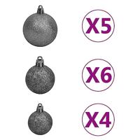 61-delige Kerstballenset met piek en 150 LED's wit en grijs - thumbnail