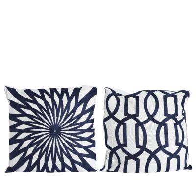 Sierkussen 43x43cm blauw/wit