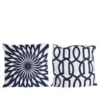 Sierkussen 43x43cm blauw/wit - thumbnail