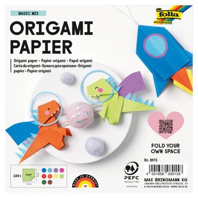 Origami papier Folia 70gr 15x15cm 100 vel assorti kleuren