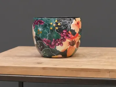 TS Collection bloempot blooming metaal 15x12cm smaragd