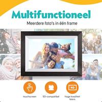 Pora&co Digitale Fotolijst met WiFi & Frameo App 10 inch, zwart / hout - thumbnail