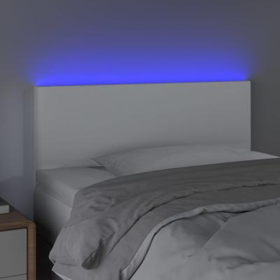 Hoofdbord LED 90x5x78/88 cm kunstleer wit - thumbnail
