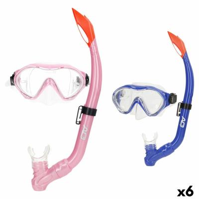 Snorkelbril en -buis voor Kinderen AquaSport Blauw Roze (6 Stuks)