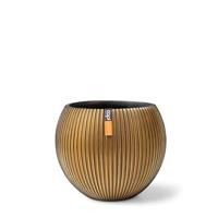 Capi Bloempot Vaas Bol Groove Goud-Zwart Ø13cm - thumbnail