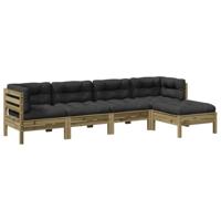 5-delige Loungeset met kussens geïmpregneerd grenenhout - thumbnail