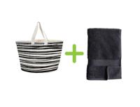 Bo Weevil Strandtas + badlaken (100x180 cm) - antraciet - thumbnail