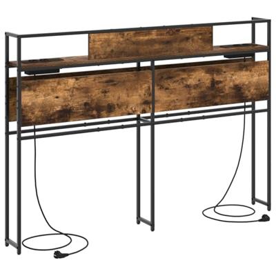 Opberghoofdbord met plank Gerookt eiken 135 cm Bewerkt hout
