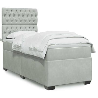 Boxspring met matras fluweel lichtgrijs 90x190 cm - thumbnail