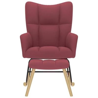 Schommelstoel met voetenbank stof wijnrood