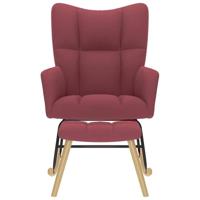 Schommelstoel met voetenbank stof wijnrood - thumbnail