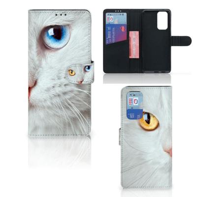 OnePlus 9 Pro | Telefoonhoesje | Met pasjeshouder | Witte Kat