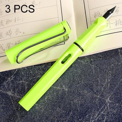 3 PC's School Office Extra fijn Titanium legering Nib transparante zuiger fontein Pen(Green) willekeurige levering (0.5mm/0.38mm Nib)