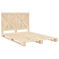 Bedframe met hoofdbord massief grenenhout 100x200 cm - thumbnail