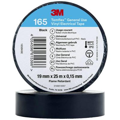 3M Temflex™ 165 165BK6E Isolatietape Temflex 165 Zwart (l x b) 25 m x 19 mm 1 stuk(s) 3M Temflex™ 165 165BK6E Isolatietape Temflex 165 Zwart (l x b) 25 m x 19 mm 1 stuk(s)