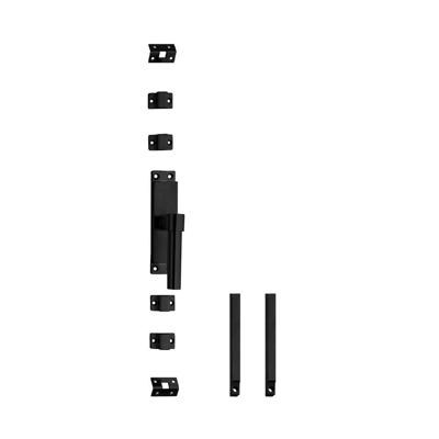Set kruk-espagnolet rechts L-recht incl stangenset 2x 1245mm rvs zwart