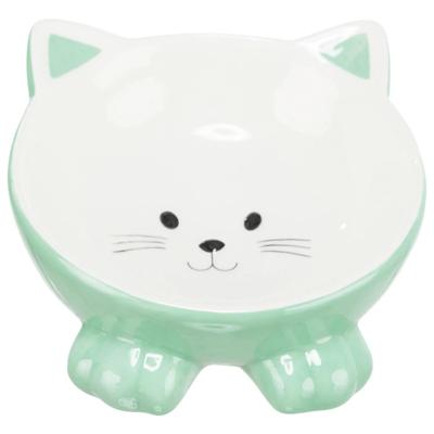 TRIXIE VOERBAK / DRINKBAK KATTENKOP VERHOOGD KERAMIEK ASSORTI 14 CM 150 ML - thumbnail